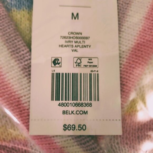 Crown & Ivy Ivory Multi Hearts Aplenty Cropped Gold Button Cardigan Size M NWT - Picture 5 of 5